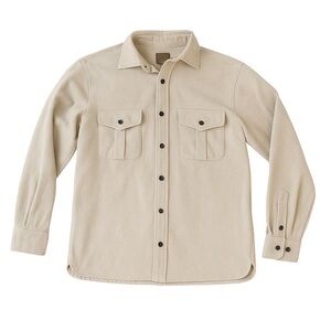 St. Johns Bay Soft Button Up Shirt Mens M Beige Long Sleeve Casual Pockets